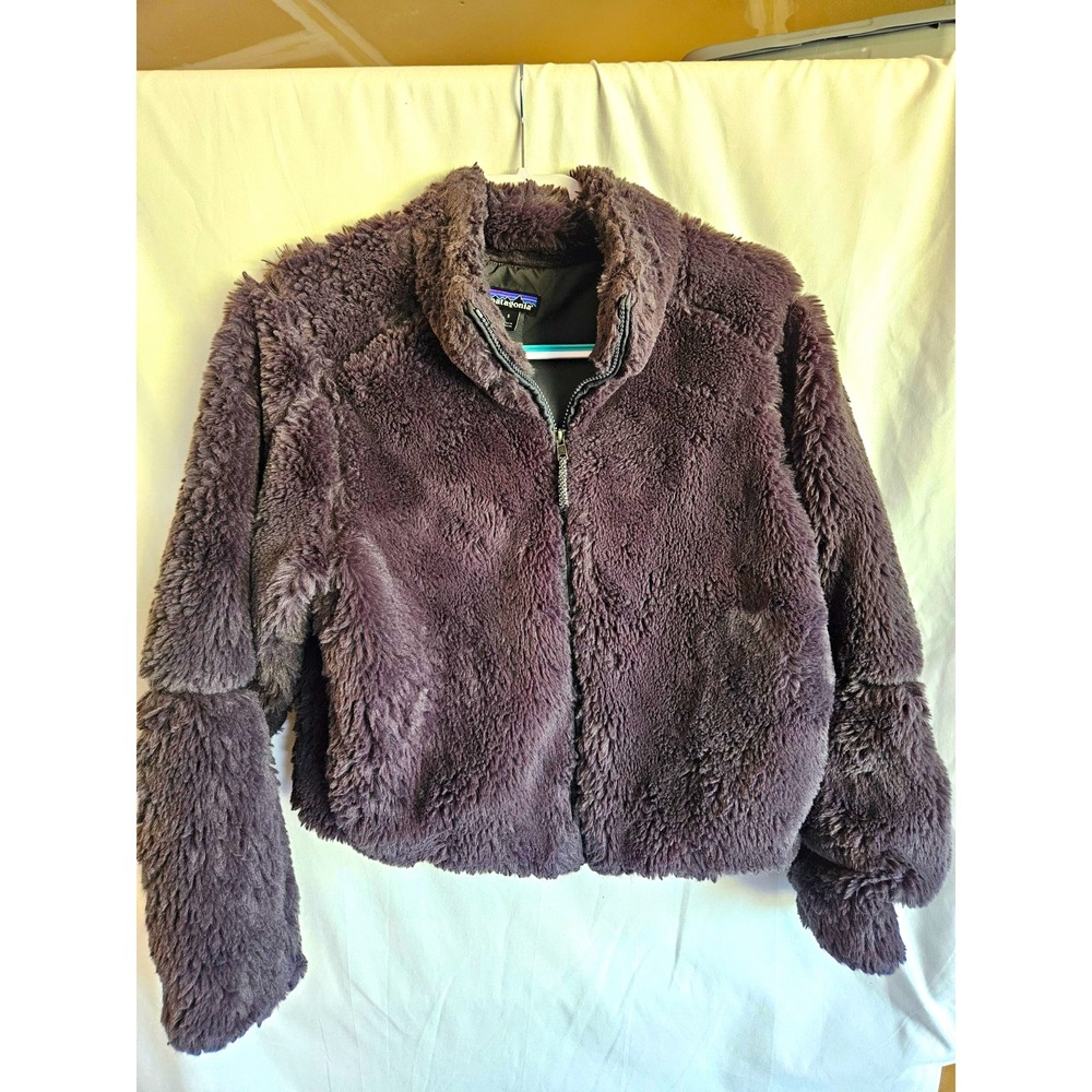 Patagonia Lunar Frost Jacket Womens Small Forge Grey Sherpa Fleece Cropped FA19